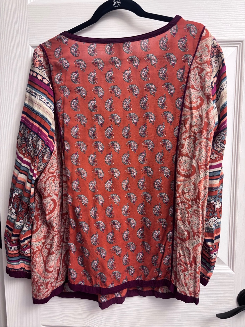 Lucky Brand Rust and Purple Paisley Mixed-Print Peasant Tunic - Picture 5 of 5